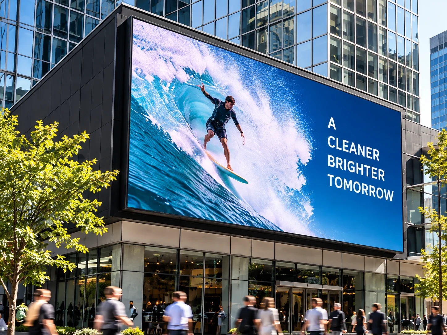 Illustrative outdoor LED display on a commercial building
